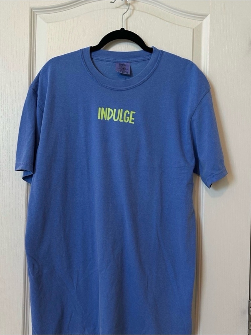 Comfort Colors Blue Short-Sleeve Tee with 'INDULGE' Chest Print